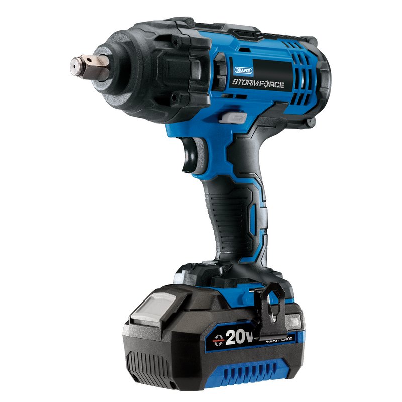 Draper Storm Force® ; 20V Mid-Torque Impact Wrench, 1/2", 400Nm, 1 x 4.0Ah Battery, 1 x Charger DRA-43785