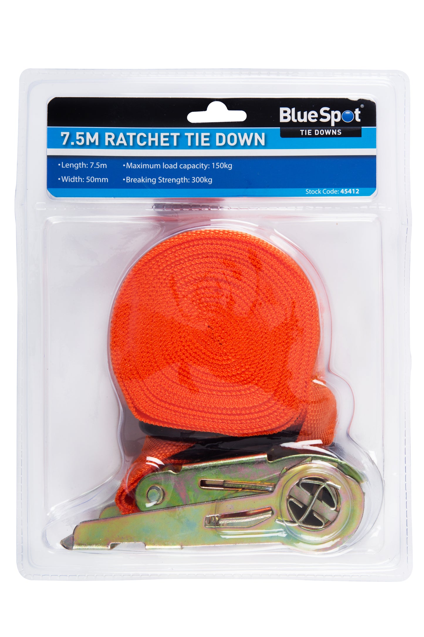 BlueSpot 7.5m Ratchet Tie Down Strap (50mm x 7.5m/25ft) 45412