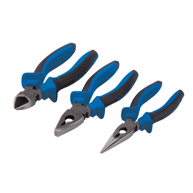 Draper Soft Grip Pliers Set, Blue (3 Piece) DRA-45864