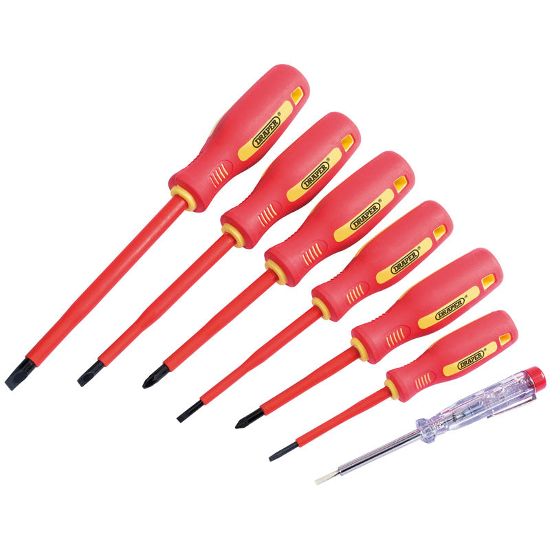 Draper Fully Insulated Screwdriver Set with Mains Tester (7 Piece) DRA-46540