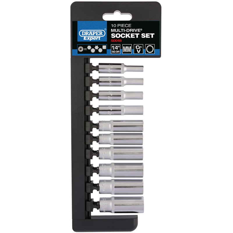 Draper Multi-Drive® ; Metric Deep Socket Set, 1/4" Sq. Dr. (10 Piece) DRA-50048
