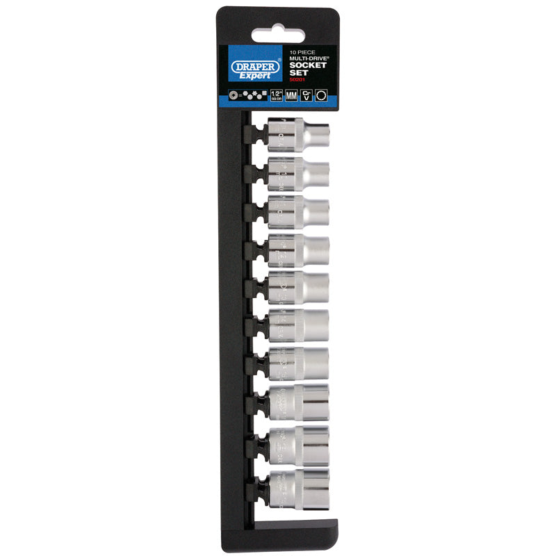 Draper Multi-Drive® ; Socket Set, 1/2" Sq. Dr. (10 Piece) DRA-50201