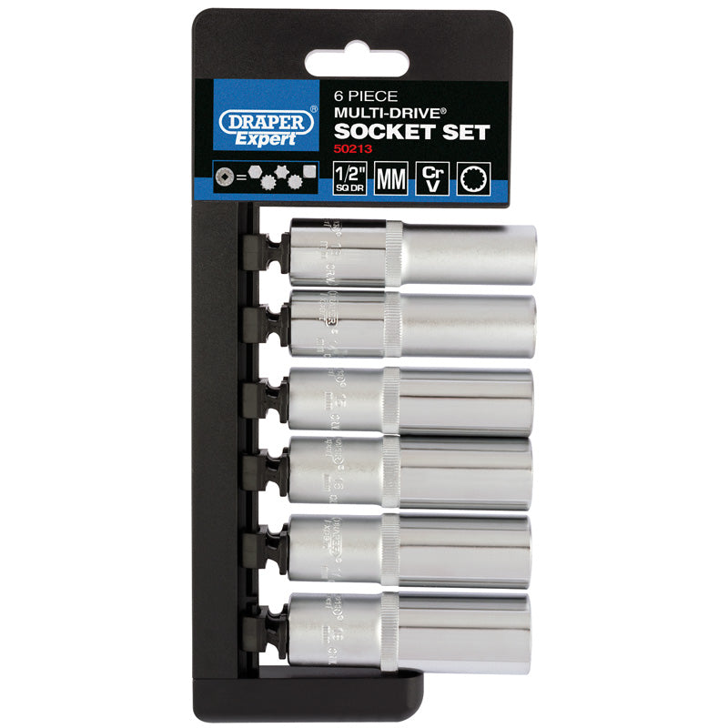 Draper Multi-Drive® ; Deep Socket Set, 1/2" Sq. Dr. (6 Piece) DRA-50213