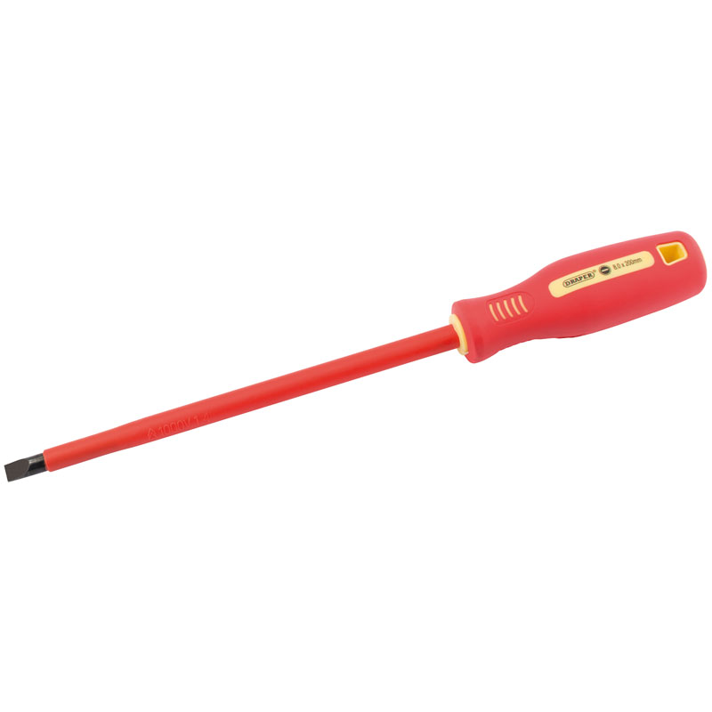 Draper Fully Insulated Plain Slot Screwdriver, 8 x 200mm (Sold Loose) DRA-54273