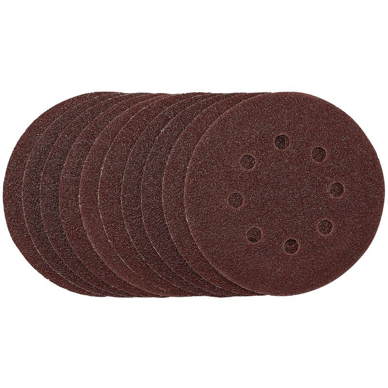 Draper Sanding Discs, 125mm, Hook & Loop, 40 Grit, (Pack of 10) DRA-54392