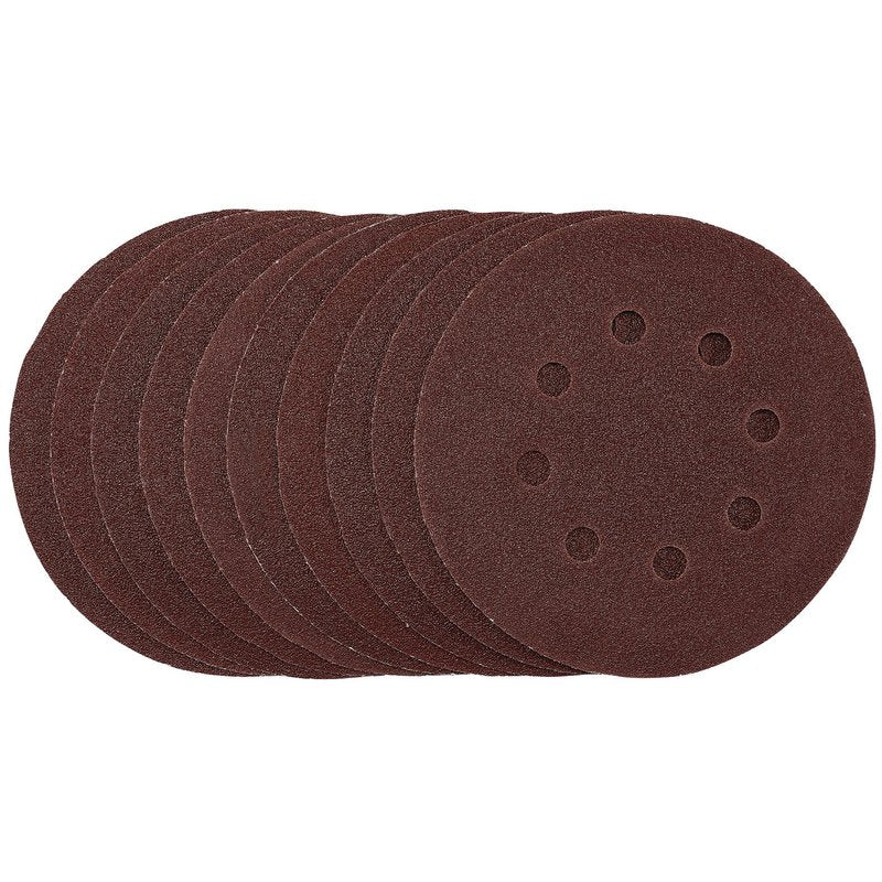 Draper Sanding Discs, 125mm, Hook & Loop, 80 Grit, (Pack of 10) DRA-54755