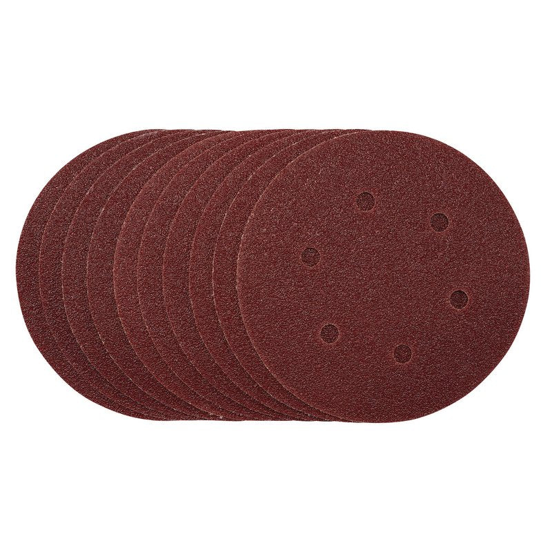 Draper Sanding Discs, 150mm, Hook & Loop, 40 Grit, (Pack of 10) DRA-54887