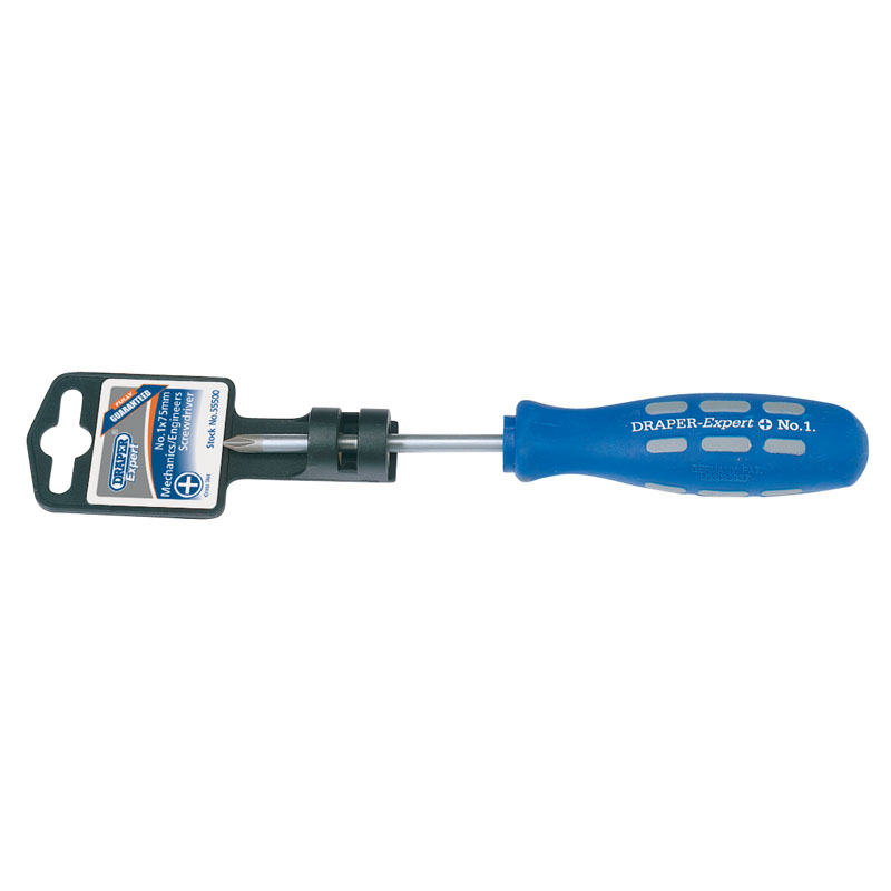 Draper Expert Cross Slot Mechanic's Screwdriver, No.1 x 75mm DRA-55500