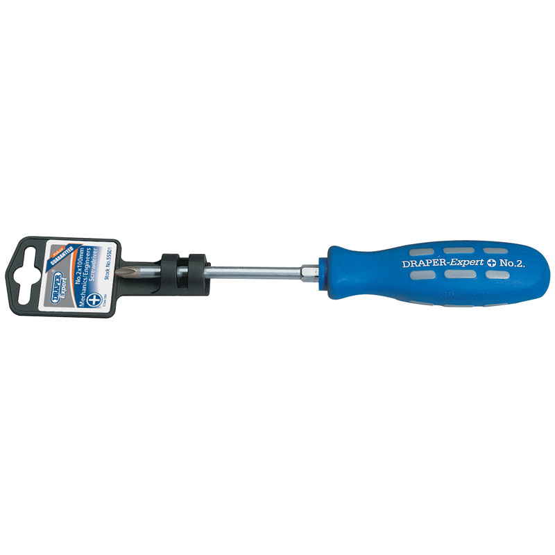 Draper Expert Cross Slot Mechanic's Screwdriver, No.2 x 100mm DRA-55501