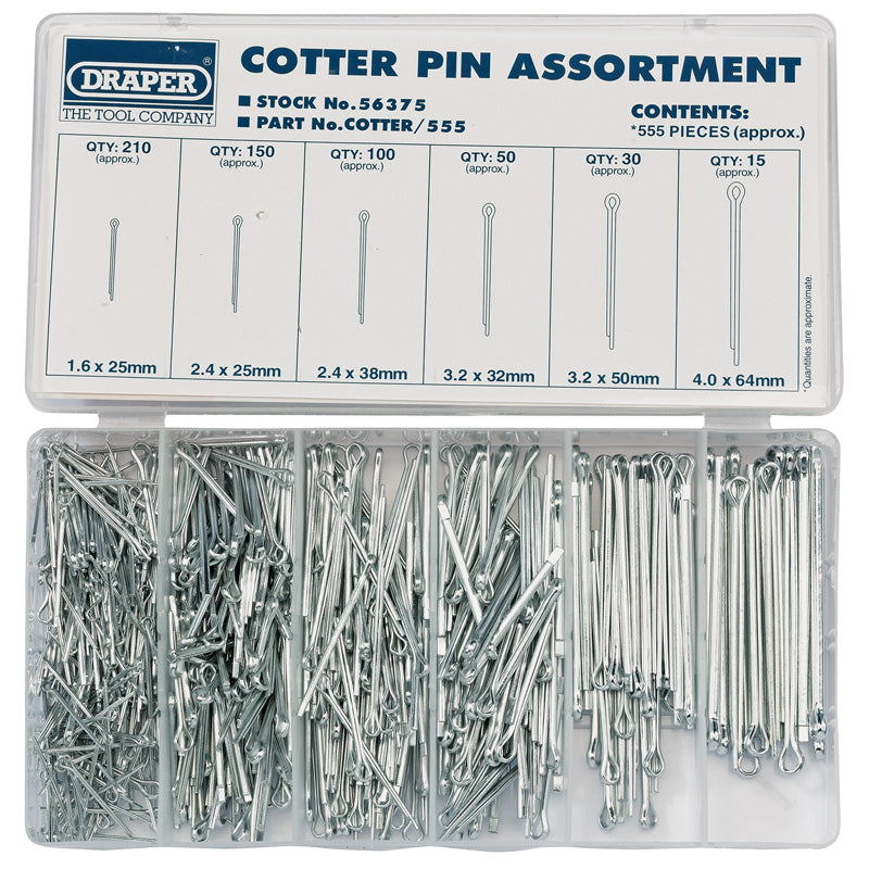 Draper Split Pin Assortment (555 Piece) DRA-56375