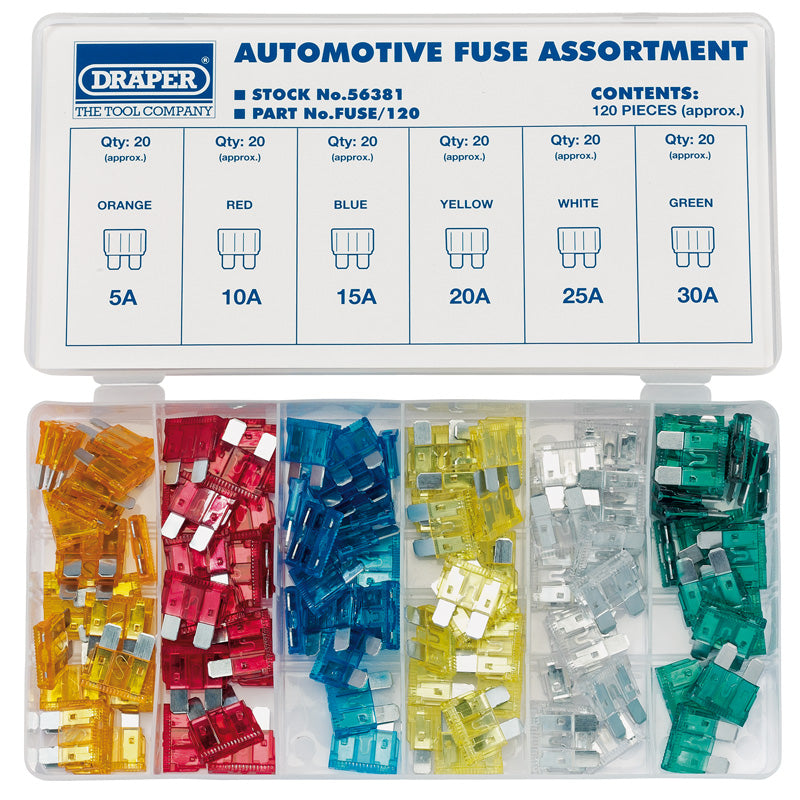 Draper Standard Automotive Plug-In Fuse Assortment (120 Piece) DRA-56381