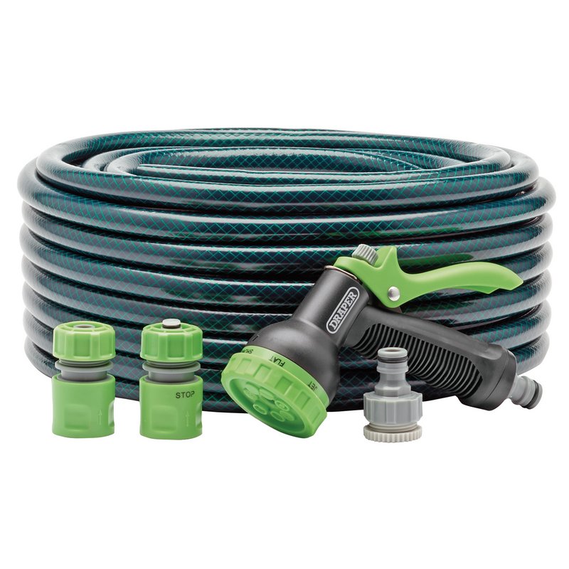 Draper Garden Hose and Spray Gun Kit, 12mm Bore, 30m DRA-56447