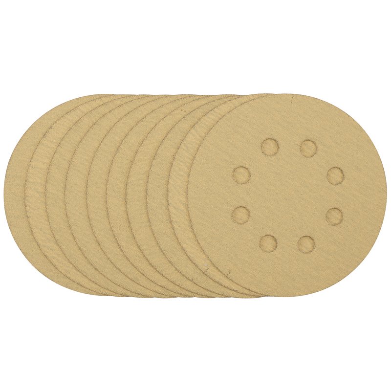 Draper Gold Sanding Discs with Hook & Loop, 125mm, 120 Grit (Pack of 10) DRA-58111