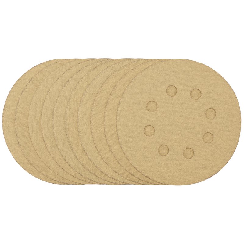 Draper Gold Sanding Discs with Hook & Loop, 125mm, 180 Grit (Pack of 10) DRA-58113