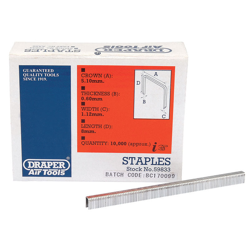 Draper Staples, 8mm (Pack of 10000) DRA-59833