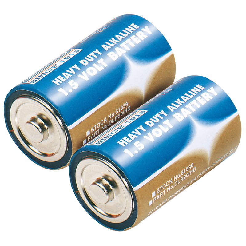 Draper Heavy Duty Alkaline Batteries D (Pack of 2) DRA-61836