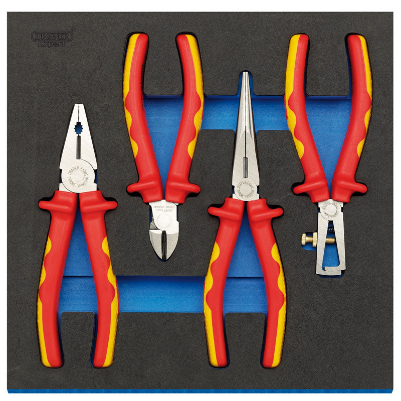 Draper VDE Approved Fully Insulated Plier Set in 1/2 Drawer EVA Insert Tray (4 Piece) DRA-63216