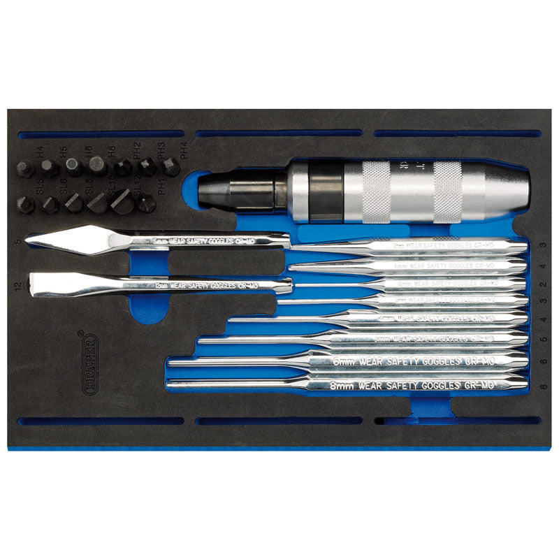 Draper Punch and Impact Driver Kit in 1/4 Drawer EVA Insert Tray (25 Piece) DRA-63528