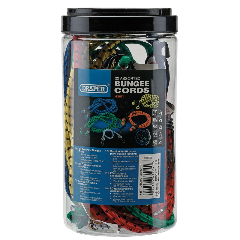 Draper Assorted Bungee Cords (Pack of 20) DRA-63574
