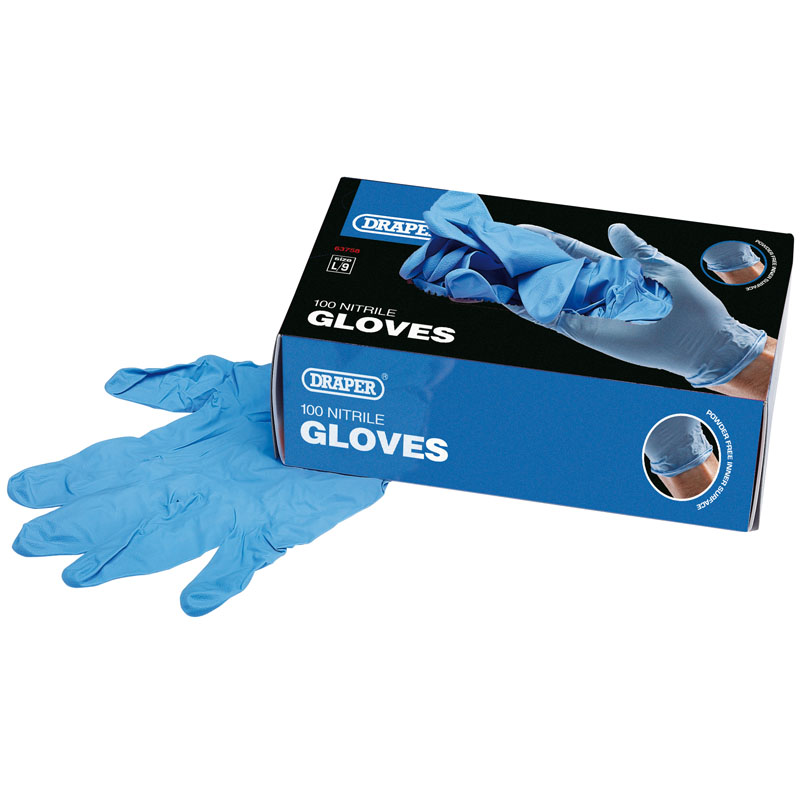 Draper Nitrile Gloves, Large (Box of 100) DRA-63758