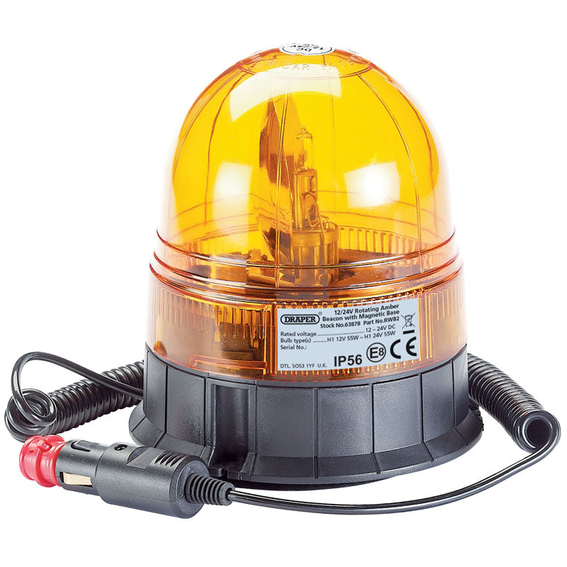Draper 12/24V Magnetic Base Rotating Beacon DRA-63878