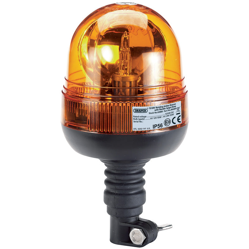 Draper 12/24V Flexible Spigot Base Rotating Beacon DRA-63880