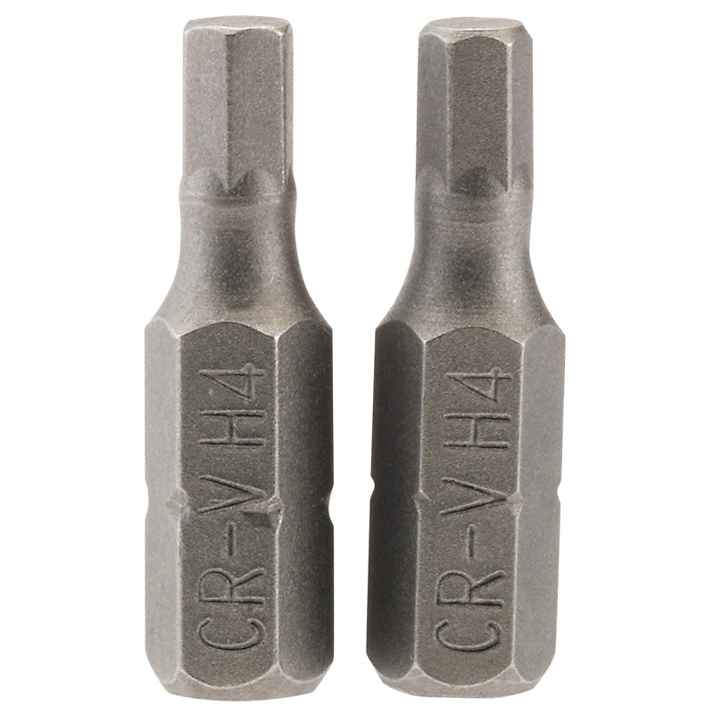 Draper Hexagonal Insert Bit, 4mm, 1/4" Hex, 25mm Long (Pack of 2) DRA-63982