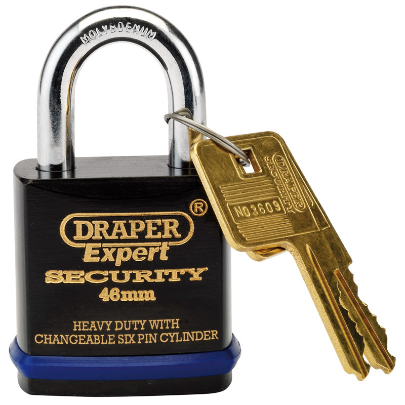 Draper Heavy Duty Padlock and 2 Keys with Super Tough Molybdenum Steel Shackle, 46mm DRA-64192