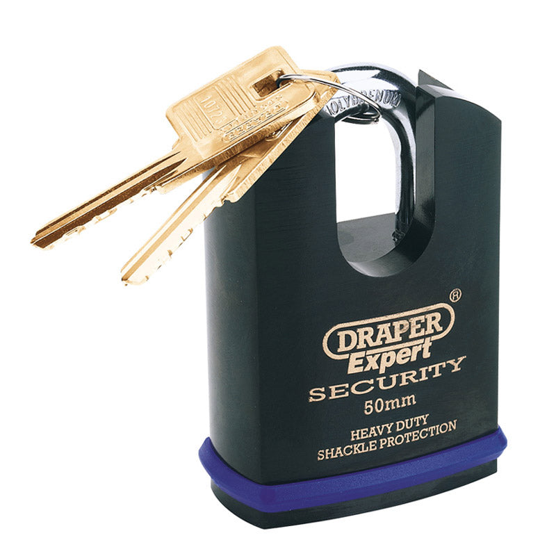 Draper Heavy Duty Padlock and 2 Keys with Shrouded Shackle, 50mm DRA-64197