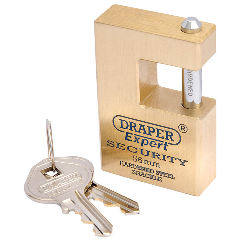 Draper Expert Close Shackle Solid Brass Padlock with Hardened Steel Shackle, 2 Keys, 56mm DRA-64200