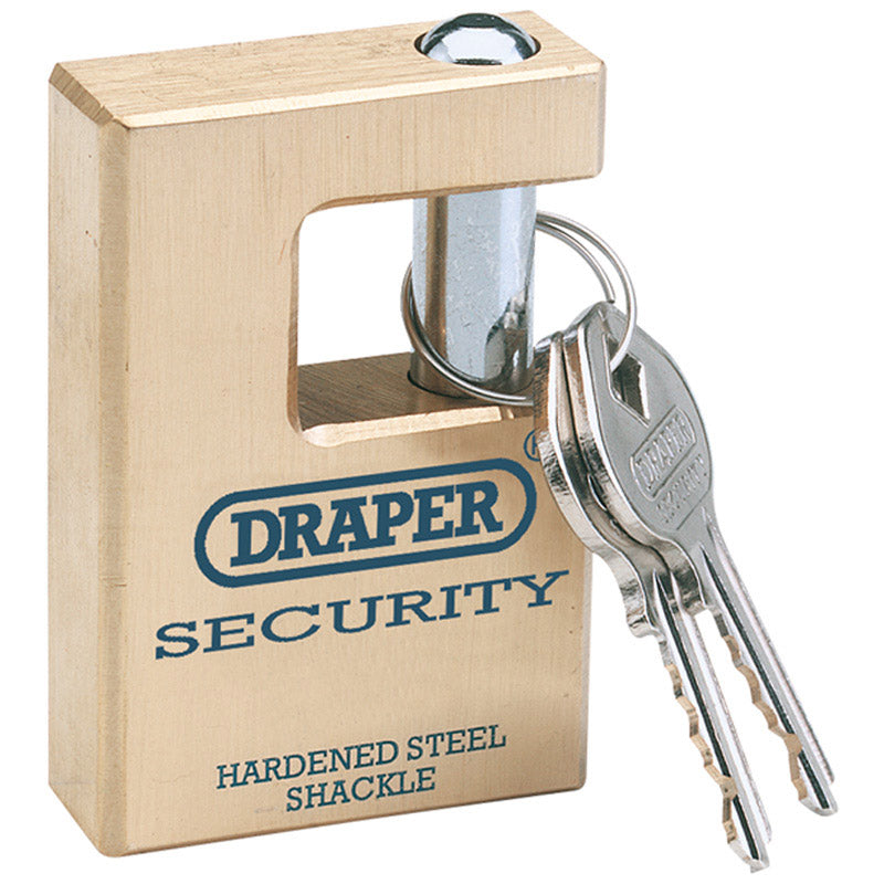 Draper Expert Close Shackle Solid Brass Padlock with Hardened Steel Shackle, 2 Keys, 63mm DRA-64201