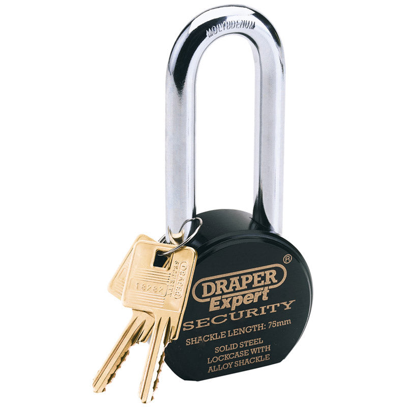 Draper Heavy Duty Stainless Steel Padlock and 2 Keys, 63 x 75mm DRA-64208