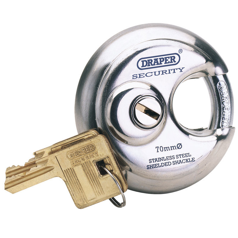 Draper Stainless Steel Padlock and 2 Keys, 70mm Diameter DRA-64209