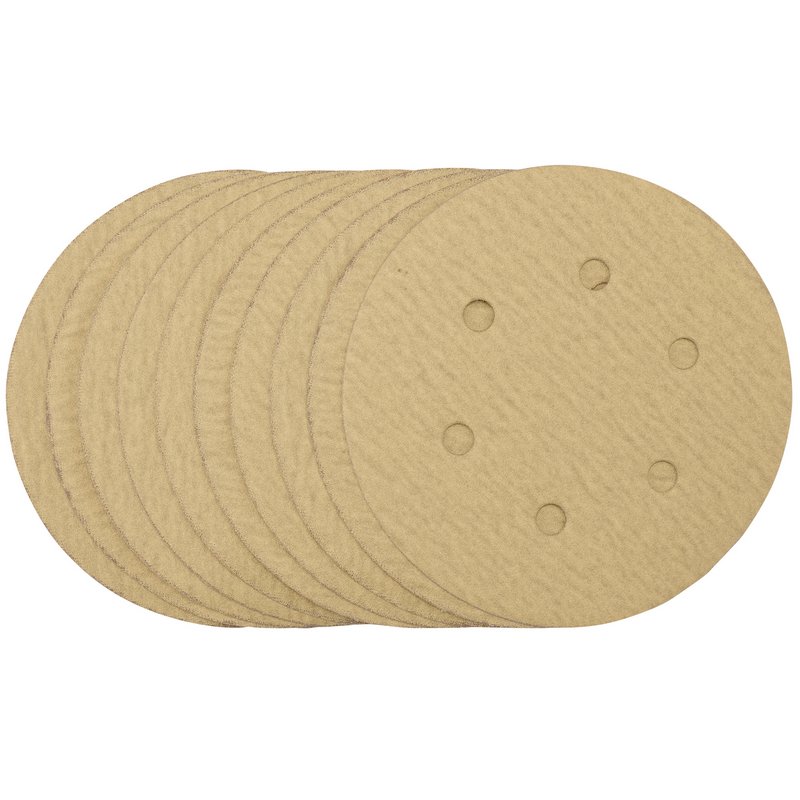 Draper Gold Sanding Discs with Hook & Loop, 150mm, 180 Grit (Pack of 10) DRA-64240