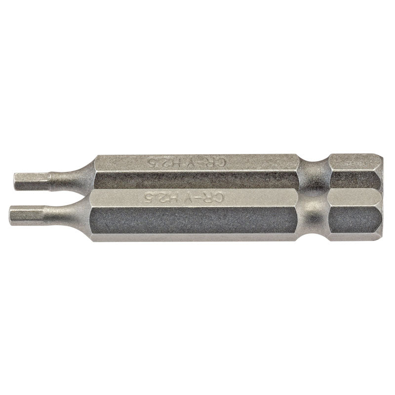 Draper Hexagonal Insert Bit, 2.5mm, 1/4" Hex, 50mm Long (Pack of 2) DRA-64246