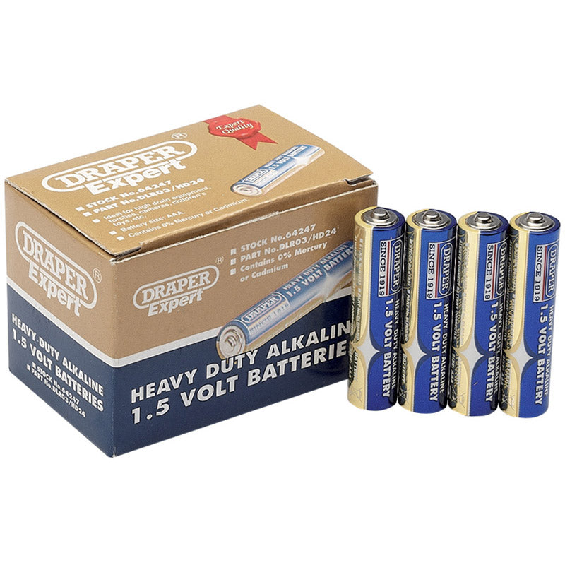 Draper Heavy Duty Alkaline Batteries AAA (Pack of 24) DRA-64247