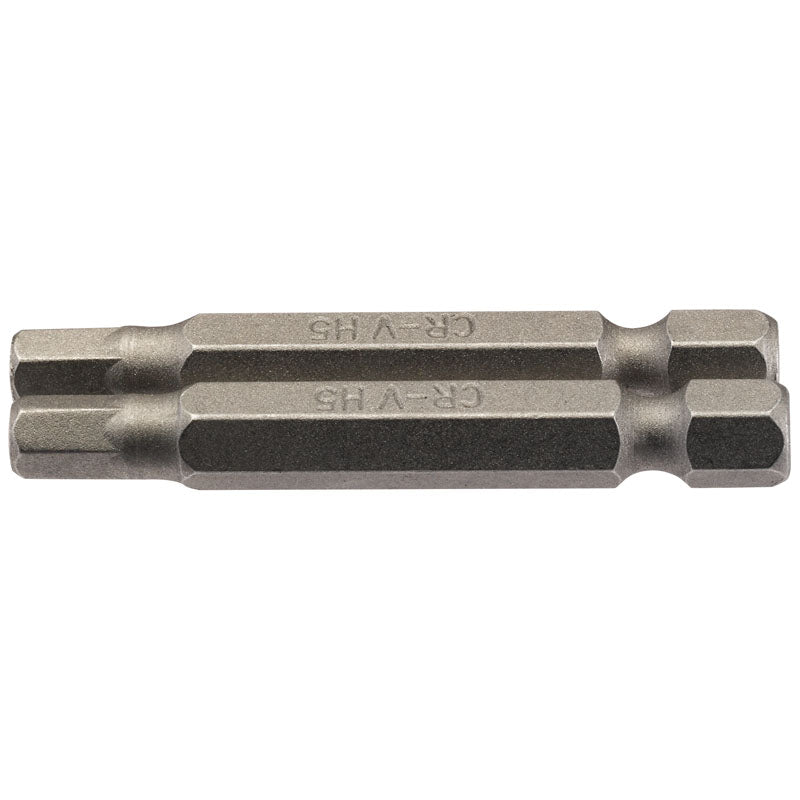 Draper Hexagonal Insert Bit, 5mm, 1/4" Hex, 50mm Long (Pack of 2) DRA-64255