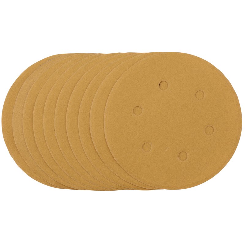 Draper Gold Sanding Discs with Hook & Loop, 150mm, 240 Grit (Pack of 10) DRA-64257