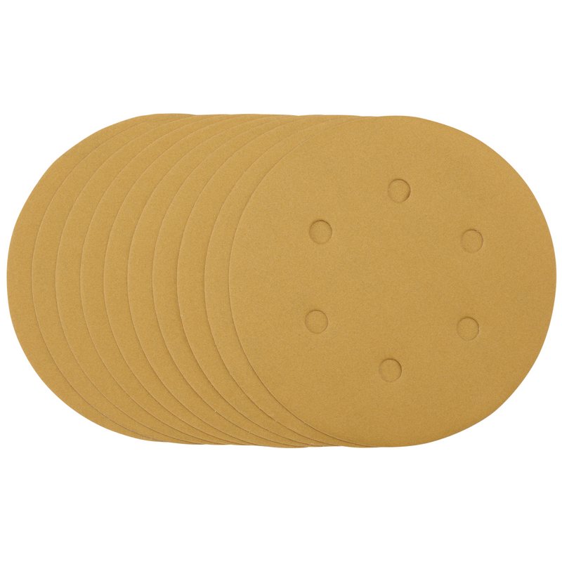 Draper Gold Sanding Discs with Hook & Loop, 150mm, 320 Grit (Pack of 10) DRA-64265