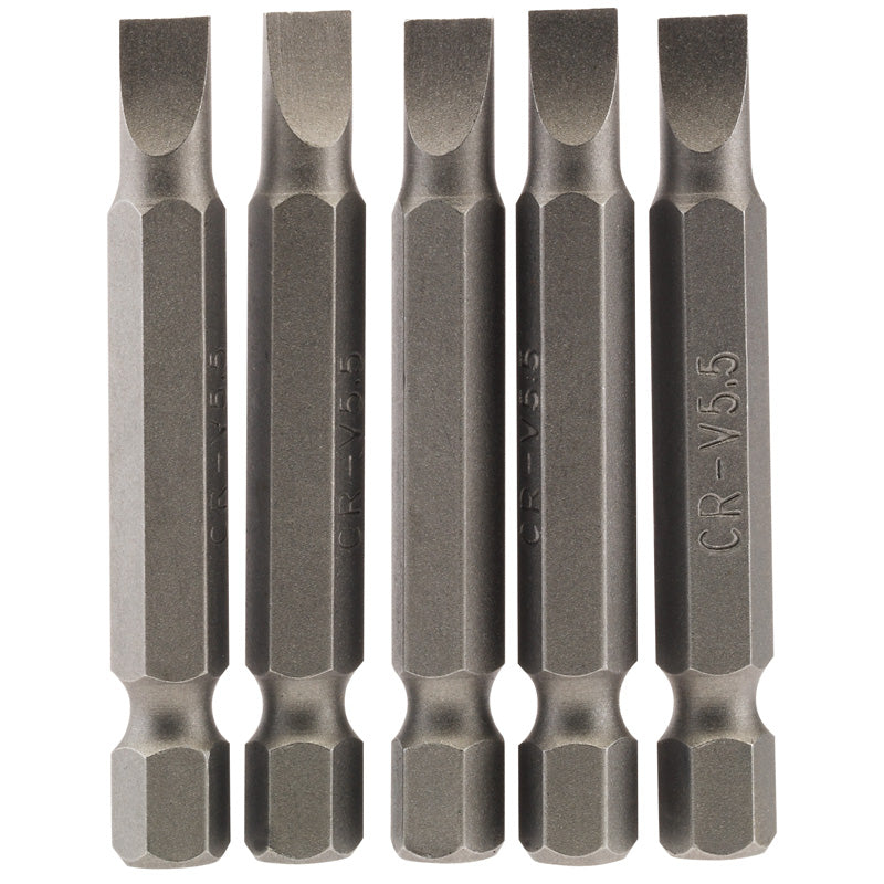 Draper Plain Slot Insert Bit, 5.5mm, 1/4" Hex, 50mm Long (Pack of 5) DRA-64272