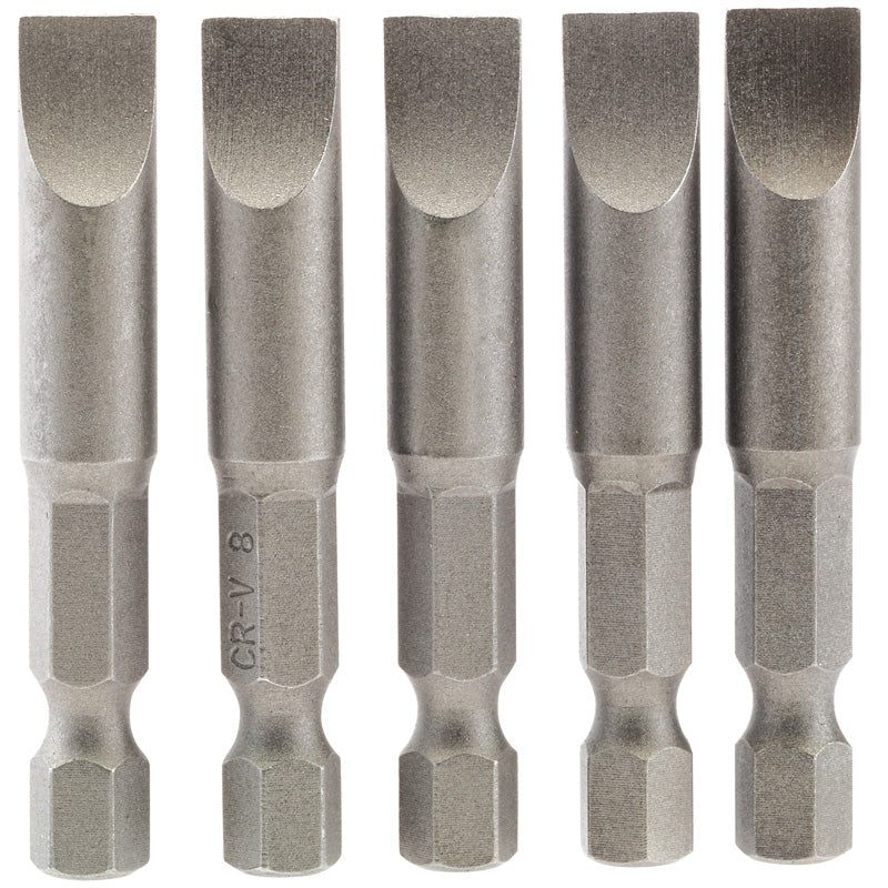 Draper Plain Slot Insert Bit, 8mm, 1/4" Hex, 50mm Long (Pack of 5) DRA-64280