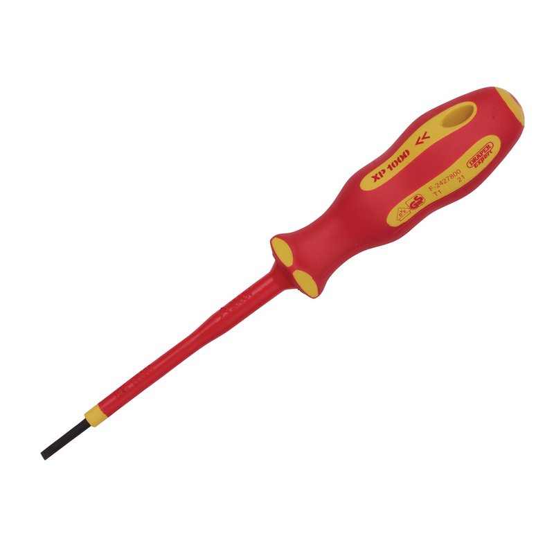 Draper XP1000 VDE Plain Slot Screwdriver, 2.5 x 75mm DRA-64367