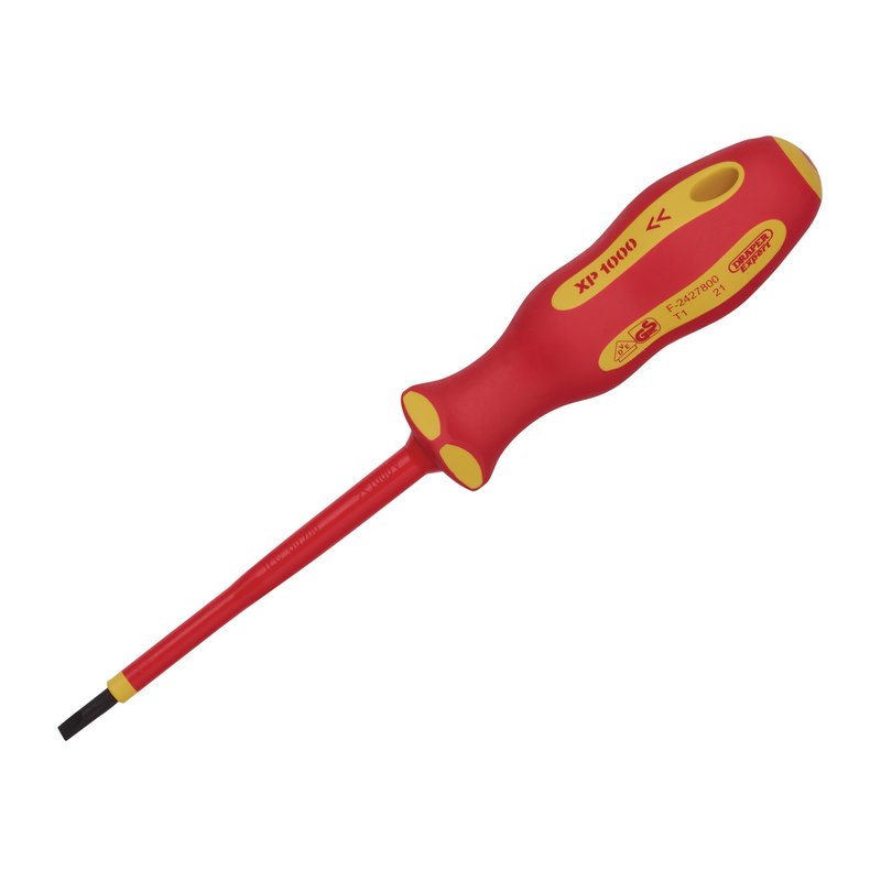 Draper XP1000 VDE Plain Slot Screwdriver, 4.0 x 100mm DRA-64414