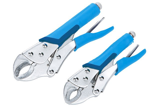 BlueSpot 2 PCE 180mm & 250mm (7" & 10") Soft Grip Non-Slip Curved Locking Pliers 06530