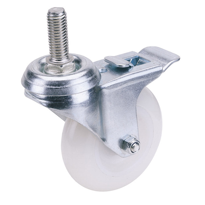 Draper Swivel Bolt Fixing Nylon Wheel with Brake, 100mm Diameter, S.W.L. 125kg DRA-65506
