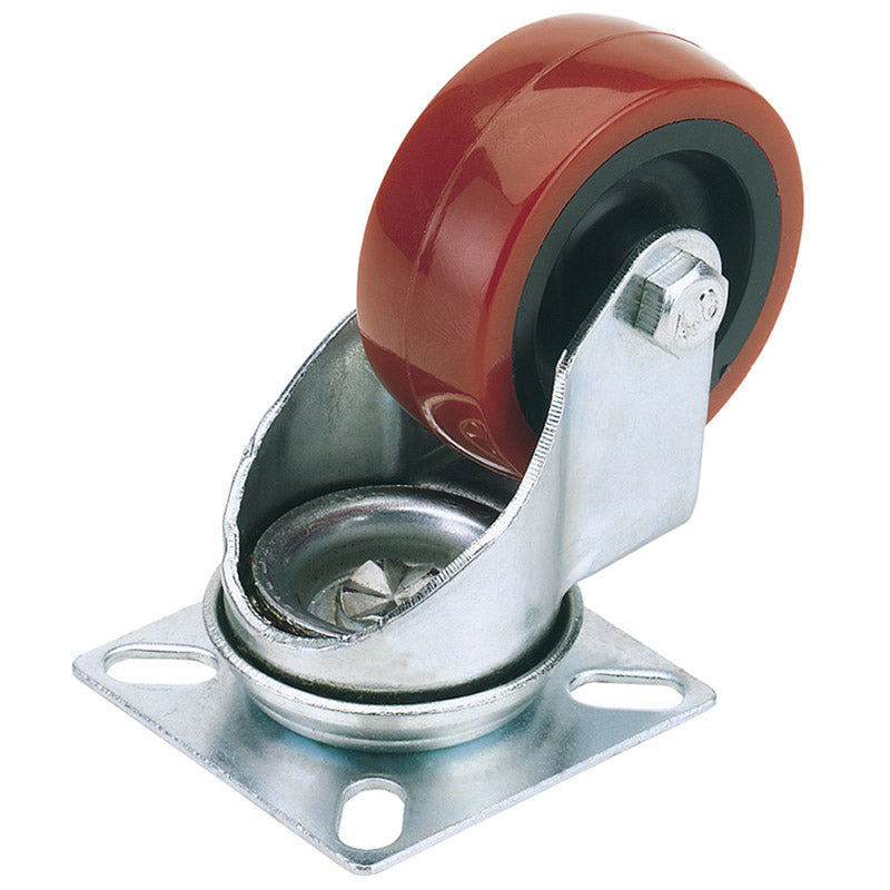 Draper Swivel Plate Fixing Polyurethane Wheel, 50mm Diameter, S.W.L. 50kg DRA-65508