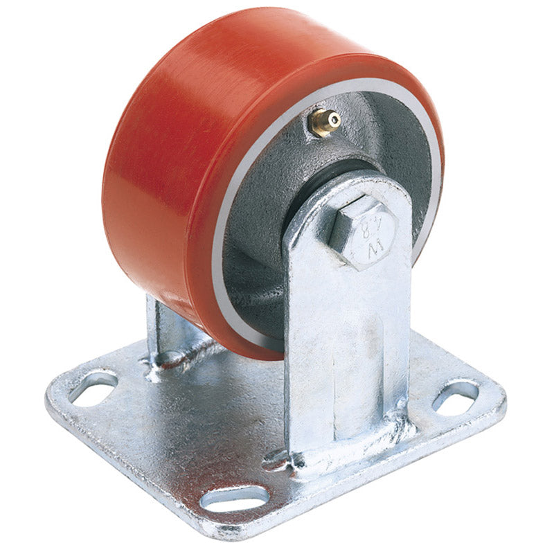Draper Fixed Plate Fixing Heavy Duty Polyurethane Wheel, 100mm Diameter, S.W.L. 250kg DRA-65525
