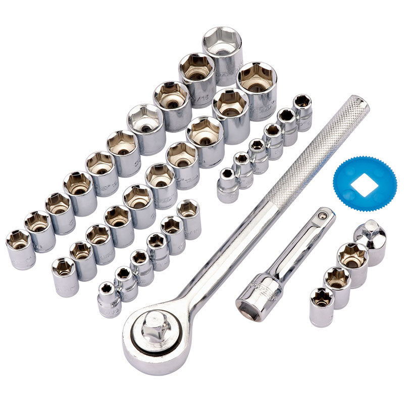 Draper Socket Set, 1/4", 3/8" Sq. Dr. (39 Piece) DRA-68836