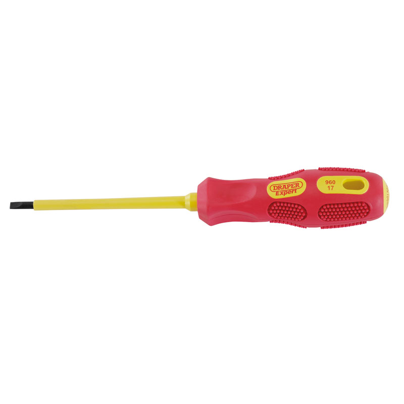 Draper VDE Approved Fully Insulated Plain Slot Screwdriver, 4.0 x 100mm (Display Packed) DRA-69213