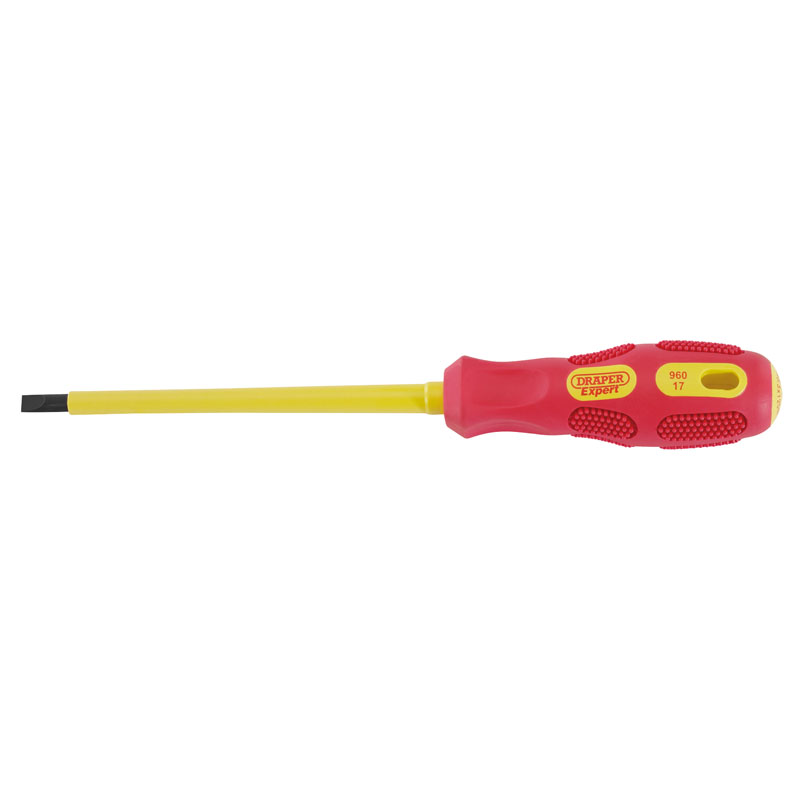 Draper VDE Approved Fully Insulated Plain Slot Screwdriver, 5.5 x 125mm (Display Packed) DRA-69214